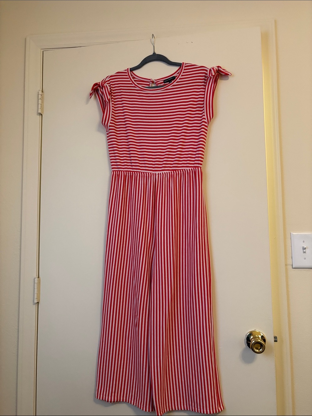 Sequin Hearts Red and White Striped Girls One-Piece Jumpsuit